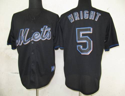 Mets #5 David Wright Black Fashion Stitched MLB Jersey - Click Image to Close